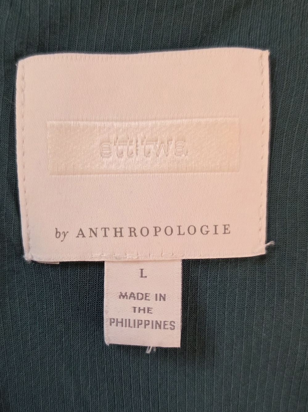 Ett Twa By Anthropologie Teal Striped Wide Leg Jumpsuit Size Large - Picture 6 of 6